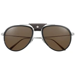 Cartier - Aviator - Metal Black Horn Carbon Platinum Brown - Santos de Cartier - Sunglasses - Cartier Eyewear - Avvenice
