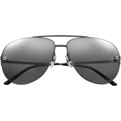 Cartier - Aviator - Metal, Black PVD and Ruthenium Finishes - Panthère de Cartier - Sunglasses - Cartier Eyewear - Avvenice