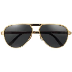Cartier - Aviator - Metal Black Gold Champagne Grey - Alternative - Santos de Cartier - Sunglasses - Cartier Eyewear - Avvenice