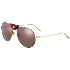 Cartier - Aviator - Metal Champagne Black Bordeaux - Santos de Cartier - Sunglasses - Cartier Eyewear - Avvenice