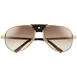 Cartier - Aviator - Metal Champagne Brown - Santos de Cartier - Sunglasses - Cartier Eyewear - Avvenice