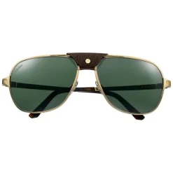 Cartier - Aviator - Metal Champagne Polarized Green - Santos de Cartier - Sunglasses - Cartier Eyewear - Avvenice