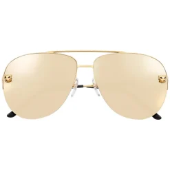 Cartier - Aviator - Metal, Golden Gold Finish - Panthère de Cartier - Sunglasses - Cartier Eyewear - Avvenice