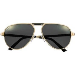 Cartier - Aviator - Metal Gold Champagne Polarized Grey Flash Gold - Santos de Cartier - Sunglasses - Cartier Eyewear - Avvenice