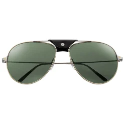 Cartier - Aviator - Metal Ruthenium Shiny Gold Gray - Santos de Cartier - Sunglasses - Cartier Eyewear - Avvenice