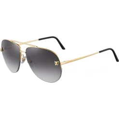 Cartier - Aviator - Metal, Shiny Gold Finish, Gray Lenses - Panthère de Cartier - Sunglasses - Cartier Eyewear - Avvenice