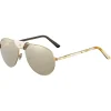 Cartier - Aviator - Metal White Horn Carbon Horn Champagne - Santos de Cartier - Sunglasses - Cartier Eyewear - Avvenice