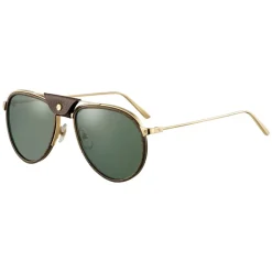 Cartier - Aviator - Metal Wood Carbon Gold Champagne Green - Fit - Santos de Cartier - Sunglasses - Cartier Eyewear - Avvenice
