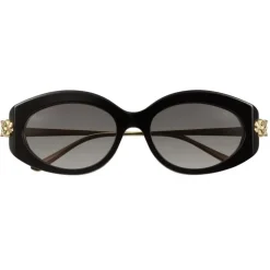 Cartier - Cat Eye - Black Composite Graduated Gray Lenses - Panthère de Cartier - Sunglasses - Cartier Eyewear - Avvenice