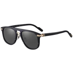 Cartier - Classic - Black Horn Golden Metal Gray Lenses - Santos de Cartier - Sunglasses - Cartier Eyewear - Avvenice