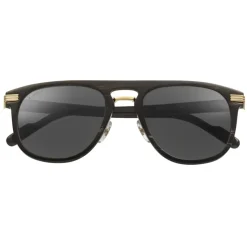 Cartier - Classic - Black Horn Golden Metal Gray Lenses - Santos de Cartier - Sunglasses - Cartier Eyewear - Avvenice