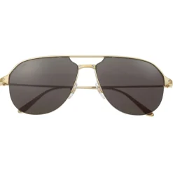 Cartier - Pilot - Brushed Golden-Finish Metal Grey Lenses - Santos de Cartier - Sunglasses - Cartier Eyewear - Avvenice