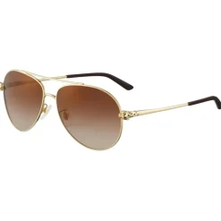 Cartier - Pilot - Golden-Finish Metal Graduated Brown Lenses - Panthère de Cartier - Sunglasses - Cartier Eyewear - Avvenice