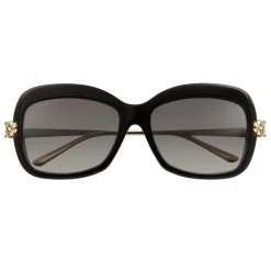 Cartier - Rectangular - Black Composite Graduated Gray Lenses - Panthère de Cartier - Sunglasses - Cartier Eyewear - Avvenice