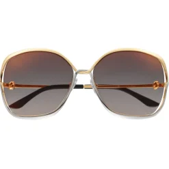 Cartier - Rectangular - Black Composite Champagne Golden-Finish Metal Grey Lenses - Santos de Cartier - Cartier Eyewear - Avvenice