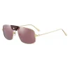 Cartier - Rectangular - Brushed Golden Metal Burgundy Lenses - Santos de Cartier - Sunglasses - Cartier Eyewear - Avvenice