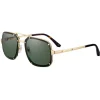 Cartier - Rectangular - Brushed Golden Metal Gray Lenses - Santos de Cartier - Sunglasses - Cartier Eyewear - Avvenice