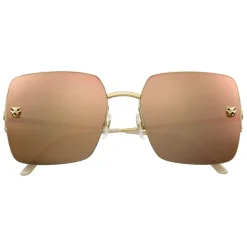 Cartier - Rectangular - Metal Gold Champagne Golden Pink - Panthère de Cartier - Sunglasses - Cartier Eyewear - Avvenice