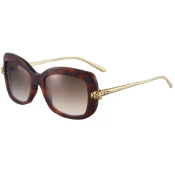 Cartier - Rectangular - Tortoiseshell Composite Brown Lenses - Asian Fit - Panthère de Cartier - Sunglasses - Cartier Eyewear - Avvenice