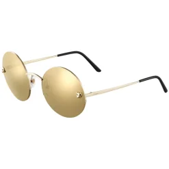 Cartier - Round - Golden Metal, Gold Finish Glossy Champagne - Panthère de Cartier - Sunglasses - Cartier Eyewear - Avvenice