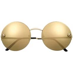 Cartier - Round - Golden Metal, Gold Finish Glossy Champagne - Panthère de Cartier - Sunglasses - Cartier Eyewear - Avvenice