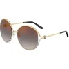 Cartier - Round - Golden-Finish Platinum-Finish Metal Graduated Grey Lenses - Trinity Collection - Sunglasses - Cartier Eyewear - Avvenice