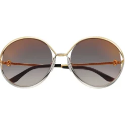 Cartier - Round - Golden-Finish Platinum-Finish Metal Graduated Grey Lenses - Trinity Collection - Sunglasses - Cartier Eyewear - Avvenice