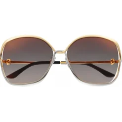 Cartier - Square - Golden-Finish Platinum-Finish Metal Graduated Grey Lenses - Trinity Collection - Sunglasses - Cartier Eyewear - Avvenice