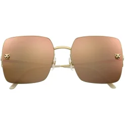 Cartier - Square - Metal Gold Finish Champagne - Panthère de Cartier - Sunglasses - Cartier Eyewear - Avvenice