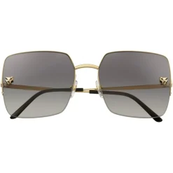 Cartier - Square - Metal Gold Finish Champagne, Gray Lenses - Panthère de Cartier - Sunglasses - Cartier Eyewear - Avvenice