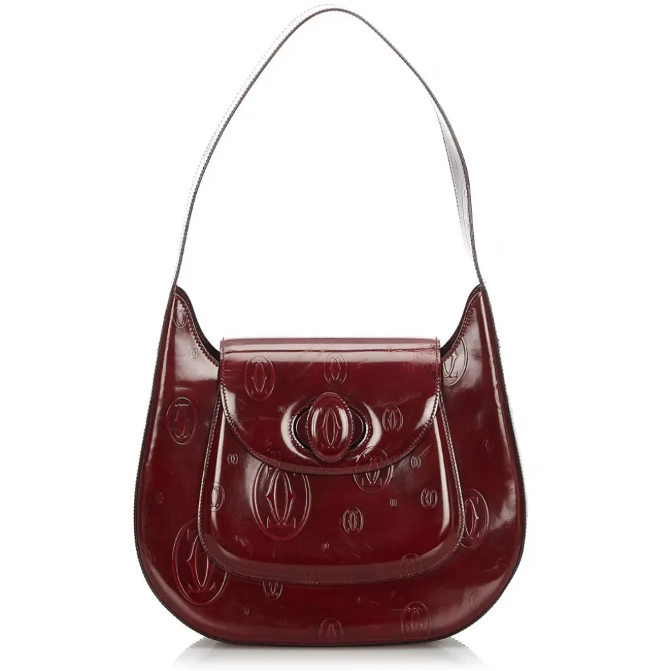 Cartier Vintage - Happy Birthday Shoulder Bag - Red Burgundy - Cartier Handbag in Leather - Luxury High Quality - Avvenice