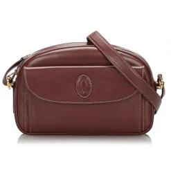 Cartier Vintage - Leather Must De Cartier Crossbody Bag - Bordeau - Leather Handbag - Luxury High Quality - Avvenice