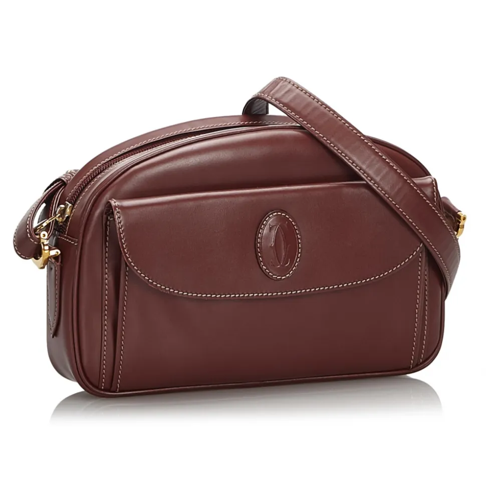 Cartier Vintage - Leather Must De Cartier Crossbody Bag - Bordeau - Leather Handbag - Luxury High Quality - Avvenice