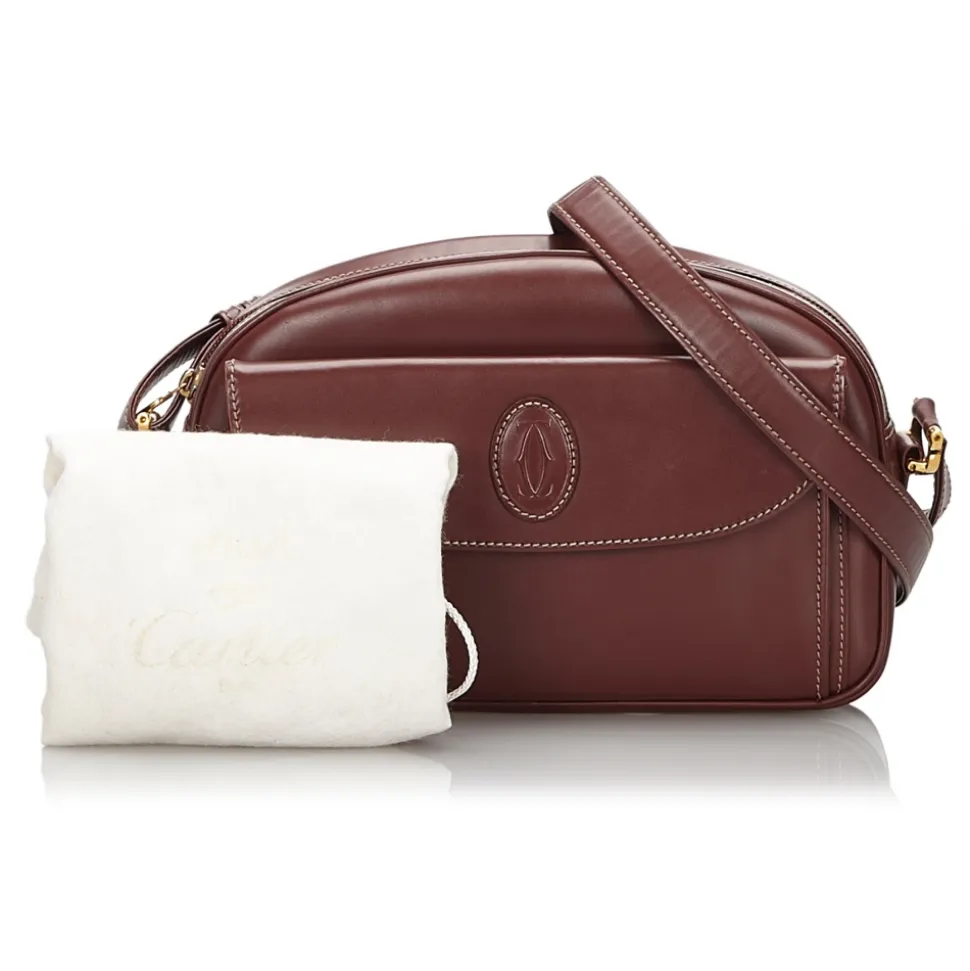 Cartier Vintage - Leather Must De Cartier Crossbody Bag - Bordeau - Leather Handbag - Luxury High Quality - Avvenice