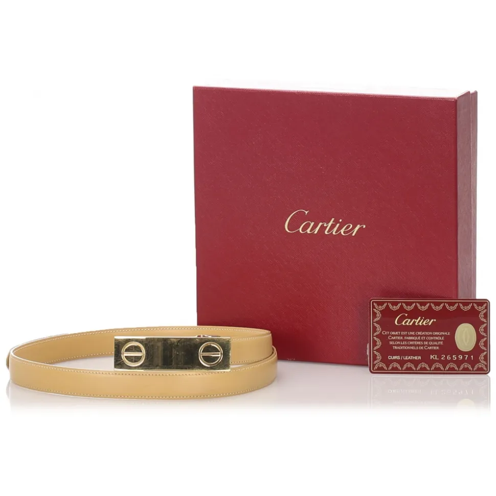 Cartier Vintage - Love Leather Belt - Beige Gold - Cartier Belt in Leather - Luxury High Quality - Avvenice