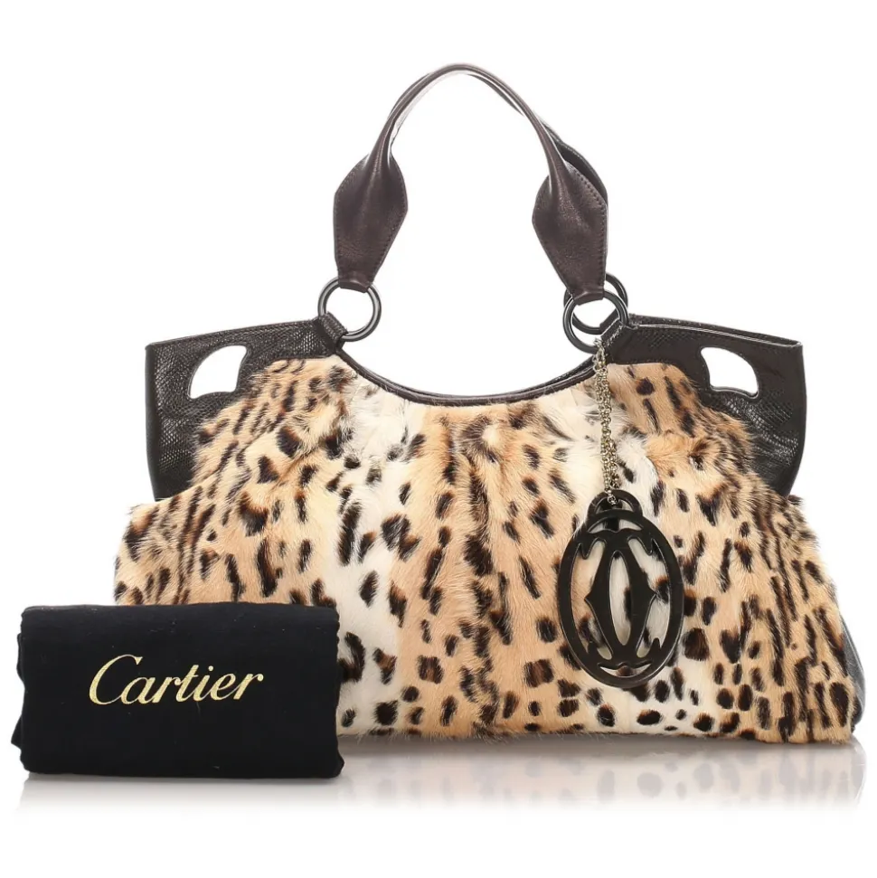 Cartier Vintage - Mink Fur Marcello de Cartier Tote - Brown Beige - Cartier Handbag in Leather - Luxury High Quality - Avvenice