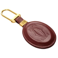 Cartier Vintage - Must de Cartier Key Chain - Burgundy Gold - Cartier Keychain in Leather - Luxury High Quality - Avvenice