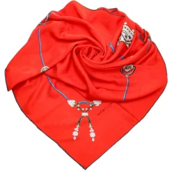 Cartier Vintage - Printer Silk Scarf - Red Cartier Scarf in Silk - Luxury High Quality - Avvenice