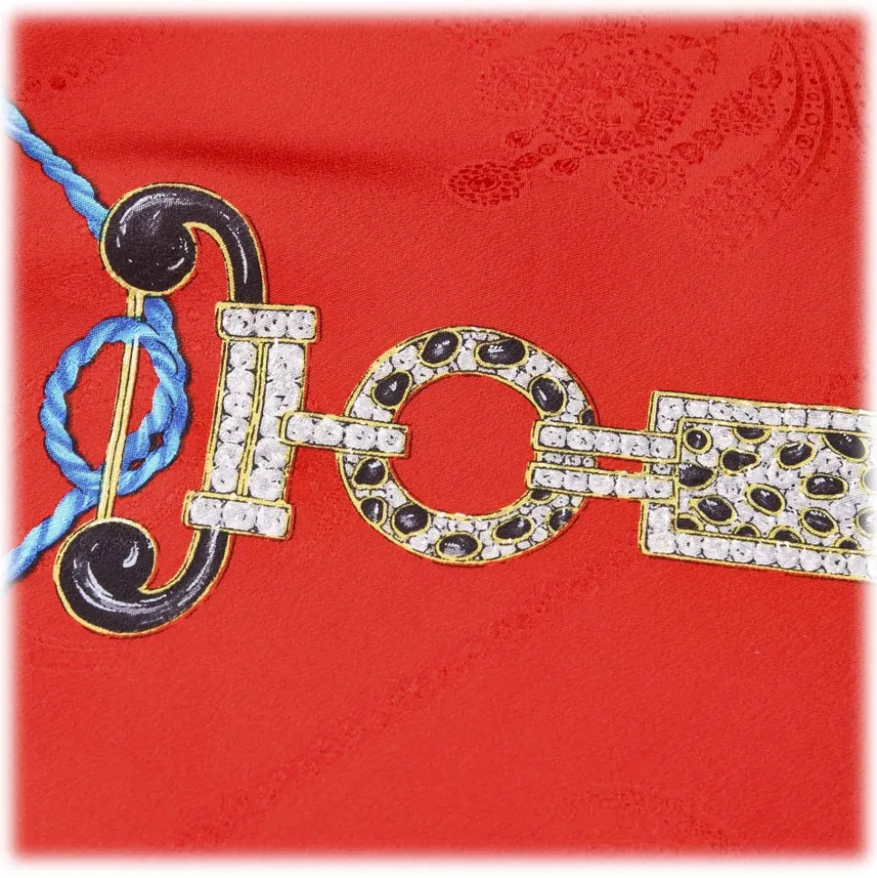 Cartier Vintage - Printer Silk Scarf - Red Cartier Scarf in Silk - Luxury High Quality - Avvenice