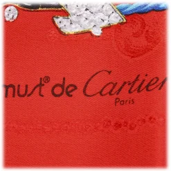 Cartier Vintage - Printer Silk Scarf - Red Cartier Scarf in Silk - Luxury High Quality - Avvenice