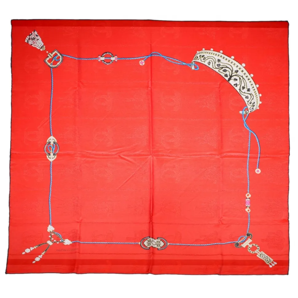 Cartier Vintage - Printer Silk Scarf - Red Cartier Scarf in Silk - Luxury High Quality - Avvenice