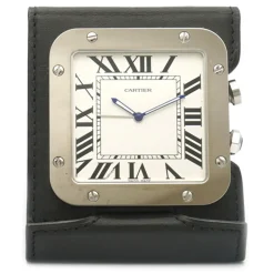 Cartier Vintage - Santos de Cartier Travel Alarm Clock - Silver Black - Cartier Alarm Clock in Steel - Luxury High Quality - Avvenice