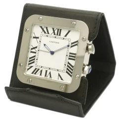 Cartier Vintage - Santos de Cartier Travel Alarm Clock - Silver Black - Cartier Alarm Clock in Steel - Luxury High Quality - Avvenice
