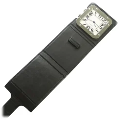 Cartier Vintage - Santos de Cartier Travel Alarm Clock - Silver Black - Cartier Alarm Clock in Steel - Luxury High Quality - Avvenice