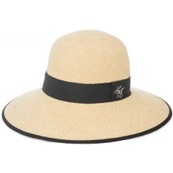 Catalina Jacob - Natural Panama Hat - White Black - Handmade in Italy - Luxury Exclusive Collection - Avvenice