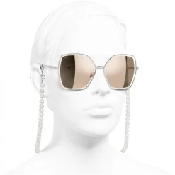Chanel - Butterfly Sunglasses - Silver Pink Gold - Chanel Eyewear - Avvenice