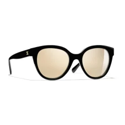 Chanel - Butterfly Sunglasses - Black Gold Mirror - Chanel Eyewear - Avvenice