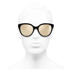 Chanel - Butterfly Sunglasses - Black Gold Mirror - Chanel Eyewear - Avvenice