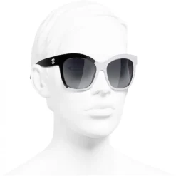 Chanel - Butterfly Sunglasses - Black White Gray - Chanel Eyewear - Avvenice