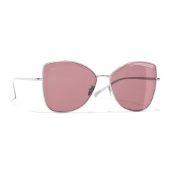 Chanel - Butterfly Sunglasses - Silver Burgundy - Chanel Eyewear - Avvenice
